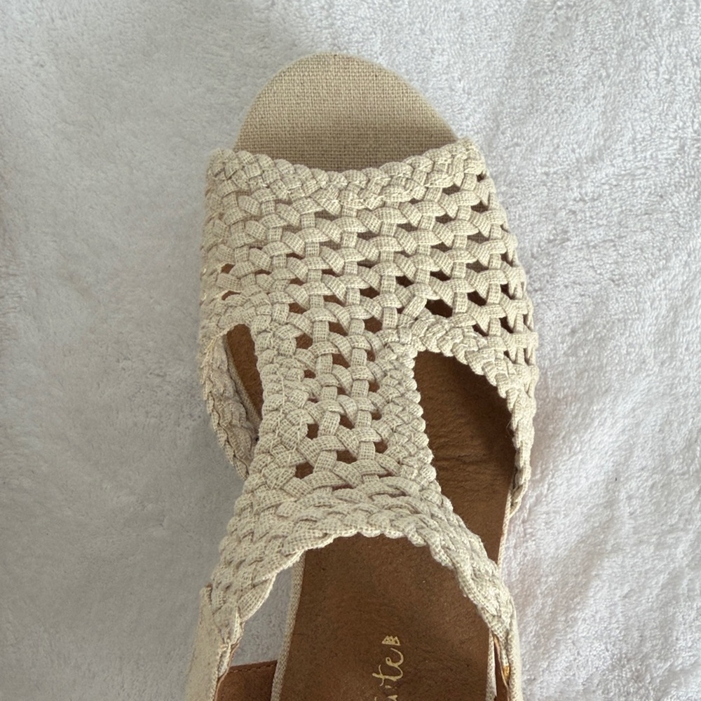 Altar’d State Sonner Natural Linen Wedge Sandals | Size 9 | NWOT - Picture 3 of 12
